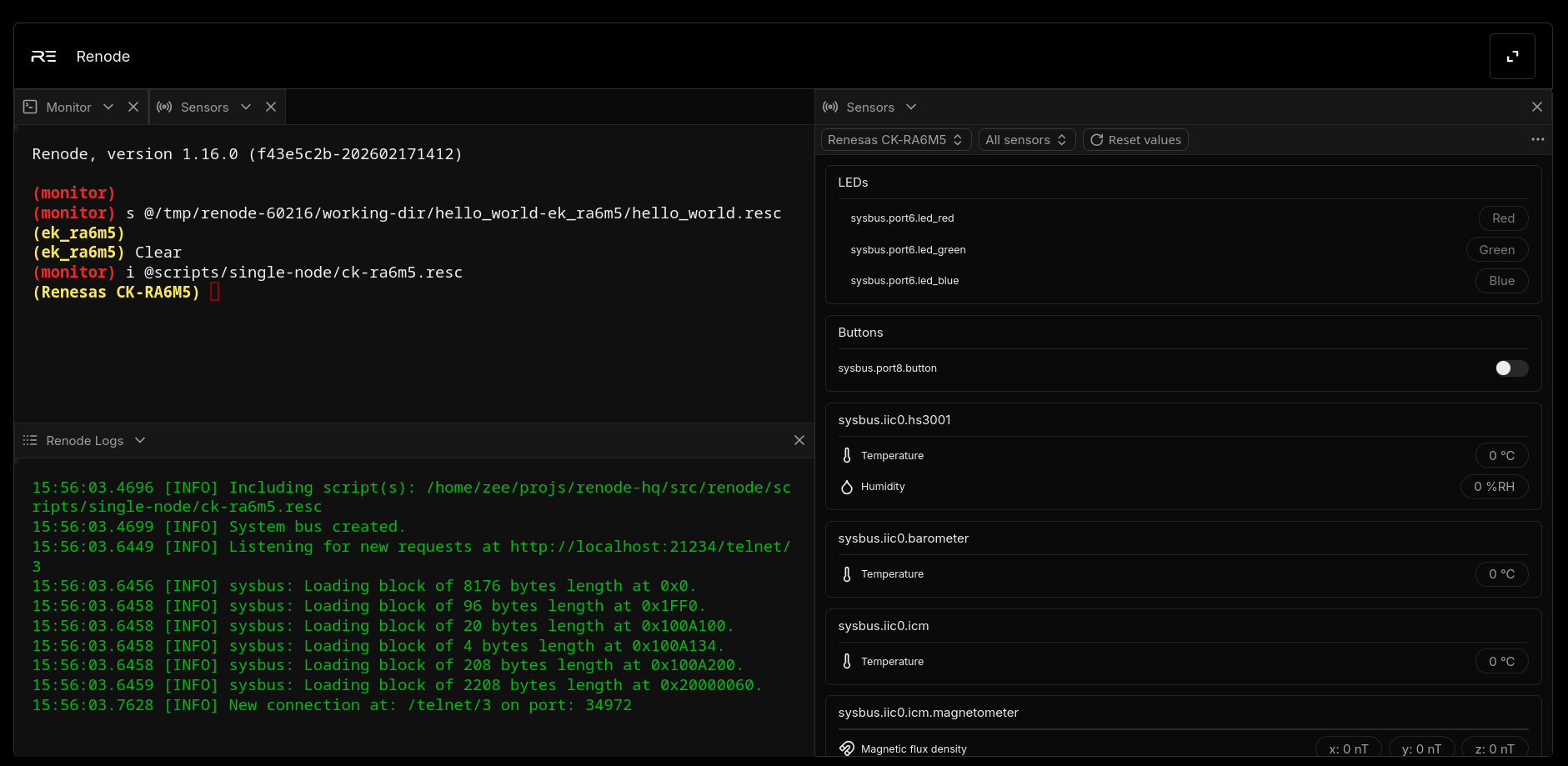 An experimental GUI for alternative interaction with the Renode simulation framework